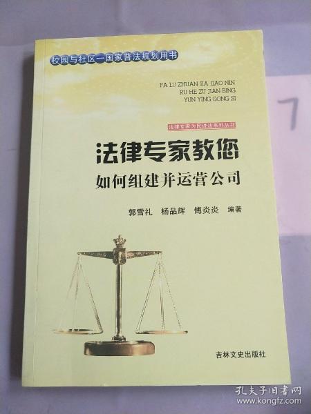 吉林文史出版社 法律专家为民说法系列丛书 法律专家教您如何组建并运营公司