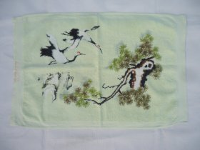 锦州毛巾厂79年纯棉仙鹤枕巾