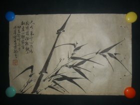 老画，手绘《墨竹》（0512