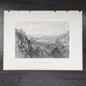 十九世纪西洋欧洲古董英国伦敦钢版画VIEW FROM TOP OF GROSE HEAD 约27x21cm