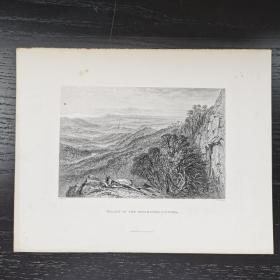 十九世纪西洋欧洲古董英国伦敦钢版画VALLEY OF THE GOULBOURN 约27x21cm