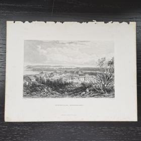 十九世纪西洋欧洲古董英国伦敦钢版画TOWNSVILLE 约27x21cm