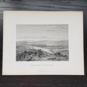 十九世纪西洋欧洲古董英国伦敦钢版画LAKE ILLAWARRA 约27x21cm