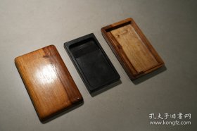 木盒黑石素砚     13X7.7X1.6cm