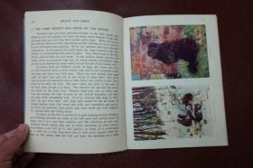 英文原版 1919年  BEASTS AND BIRDS（兽与鸟）天蓝色布面精装插图本  55幅精美插图，其中彩色插图31幅