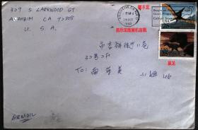 美信封：美1990年航空实寄封一枚