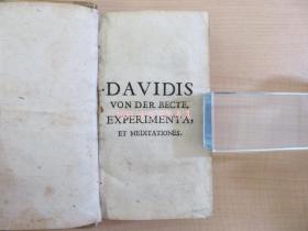Davidis von der Becte D. Mindani Experimenta et Meditationes1688年刊（初版本）17世纪ドイツ哲学者の主着