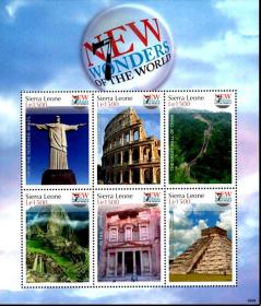 塞拉利昂 2008年 世界遗产新七大奇迹 印度泰姬陵 小型张新外国邮票新外国邮票