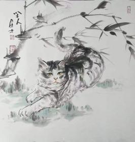 天来堂◆画蝉第一人柳平◆四尺斗方猫趣图定制