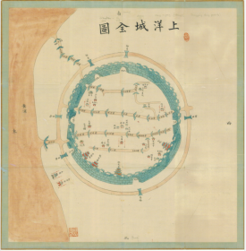 【提供资料信息服务】老地图 上洋城全图（1870年上海）清晰度一般慎拍