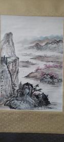 1939年曾任北京大学国画导师，著名画家徐北汀“春山明丽”水墨山水画