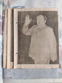 剪报 毛主席，毛主席和林彪等向日本革命文艺战士致意，三张合售