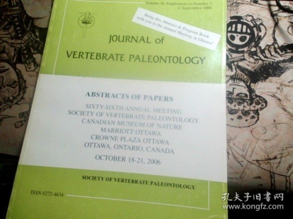 Journal of Vertebrate Paleontology Abstracts(Vol. 26,SUPPLEMENT TO NUMBER 3  September 2006)