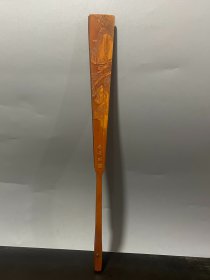 清代竹黄留青雕老扇骨 尺寸：长33*3cm，重量64克