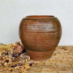 一拍堂 陶罐中式花器诧寂风摆件粗陶酸菜坛子民国时期古玩真品禅意陶器罐