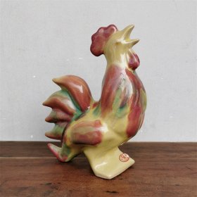 一拍堂 80年代宜昌彩陶花釉大公鸡怀旧老陶瓷收藏瓷器动物雕塑摆件生肖鸡