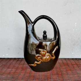 一拍堂 宜昌彩陶葫芦纹饰茶具壶80年代陶瓷器怀旧收藏老美陶摆件陶器茶壶