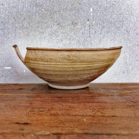 一拍堂 五代时期长沙窑碗黄釉点彩瓷器大碗古董残件标本老柴窑古玩陶瓷片
