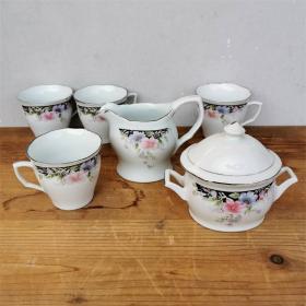 一拍堂 70年代景德镇瓷器奶杯方糖罐茶杯十大瓷厂出口瓷贴花欧式咖啡茶具