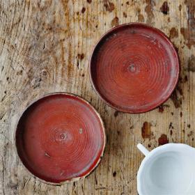 一拍堂 清朝漆器小碟老茶具杯垫古董摆件古玩真品木雕杯托漆盘诧茶髹漆碟