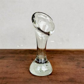 一拍堂 80年代玻璃花插透明白琉璃工艺品欧式怀旧桌面摆件花器一枝花花瓶