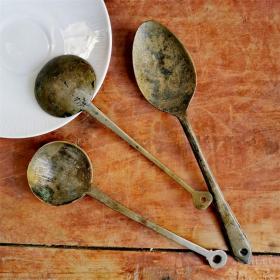 一拍堂 民国时期黄铜勺子古董物件铜器收藏真品老古玩烫勺中式民俗铜调羹
