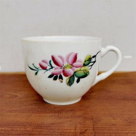 一拍堂 醴陵星火66年瓷器杯子老覆烧茶具主人杯手绘粉彩茶杯折枝花卉瓷杯