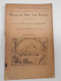 1924年【Roosevelt    Wild  Life  Bulletin】野生动物通讯。封面有签名