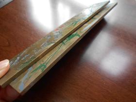 1988年【北京艺海铜镇纸一对，郑板桥画竹】全军书法比赛纪念