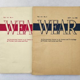 WEAR（磨损）   1986  Vol. 111   No.2、4     两本合售     详看每期目录    馆藏老工业技术英文杂志