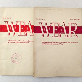 WEAR（磨损）   1982  Vol. 80  No.1、3   两本合售     详看每期目录    馆藏老工业技术英文杂志