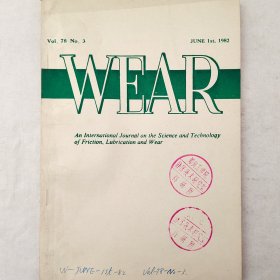 WEAR（磨损）   1982  Vol. 78  No.3    详看目录    馆藏老工业技术英文杂志