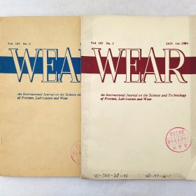 WEAR（磨损）   1986  Vol. 107   No.1、2     两本合售     详看每期目录    馆藏老工业技术英文杂志