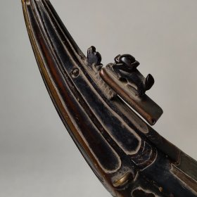 【美品】清代精雕牛角火药盒,包真包老