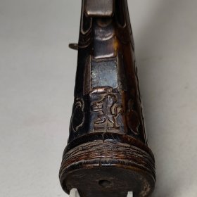 【美品】清代精雕牛角火药盒,包真包老