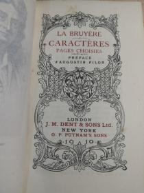 1910年  CARACTERES  精美烫金封面  LA BRUYERE  书顶鎏金  法语原版