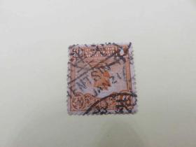 5929#民国帆船邮票销邮戳1921年天津府小圆戳