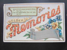 166#1911年美国花卉图浮雕凸版手写实寄明信片贴邮票
