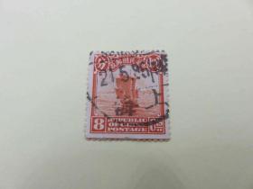 5907#民国帆船邮票销邮戳1935年上海