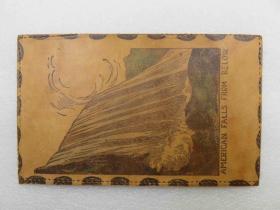2439#1907年美国瀑布图贴邮票-实寄牛皮明信片