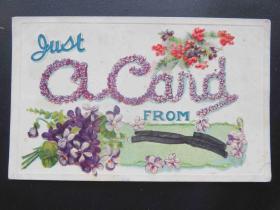 167#1910年美国花卉图浮雕凸版手写实寄明信片贴邮票