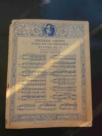 52109.《etude爱丽》肖邦钢琴乐谱1916年出版共5页