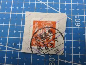 4054#普通邮票销邮戳1956年广东高要市头（代）-广东省-代办所戳