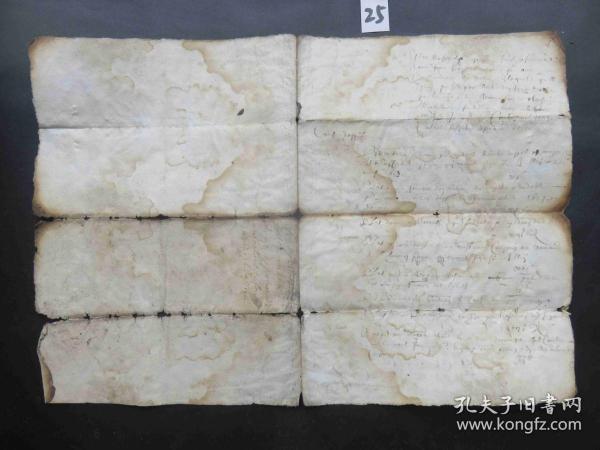 25#1653年法国贵族邮件原版公证手稿年份图水印纸一份