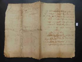 1#1663年法国贵族原始公证手稿一份 16世纪水印羊皮纸 共8页