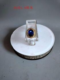 天然白钻蓝宝石金戒指、。