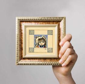 日本版画大家关野凖一郎藏书票《带帽少女》