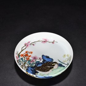 清雍正珐琅彩花鸟纹盘 高3.3厘米 宽16.2厘米 2925元