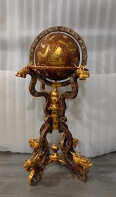 清代旧藏  铜鎏金镶嵌红宝石地球仪  重30斤左右  长60  宽60  高1米  特价46000元