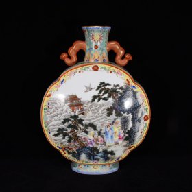 清乾隆粉彩描金人物故事纹扁瓶48×35厘米，￥7950